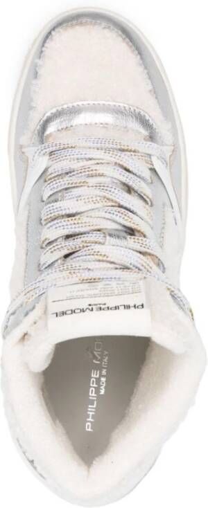 Philippe Model Luxe hoge sneakers met bontinzetten White Dames