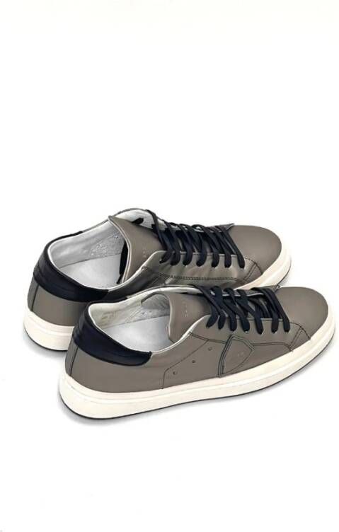 Philippe Model Metallic Grijze Leren Sneakers Grijs Heren