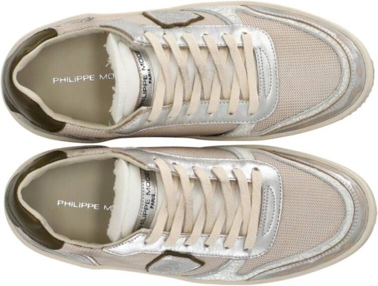 Philippe Model Mooie Militaire Sneaker in Beige en Groen