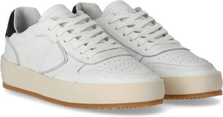 Philippe Model Wit Zwart Lage Sneaker Nice White Heren