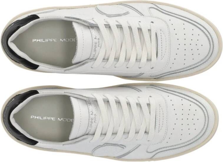 Philippe Model Wit Zwart Lage Sneaker Nice White Heren