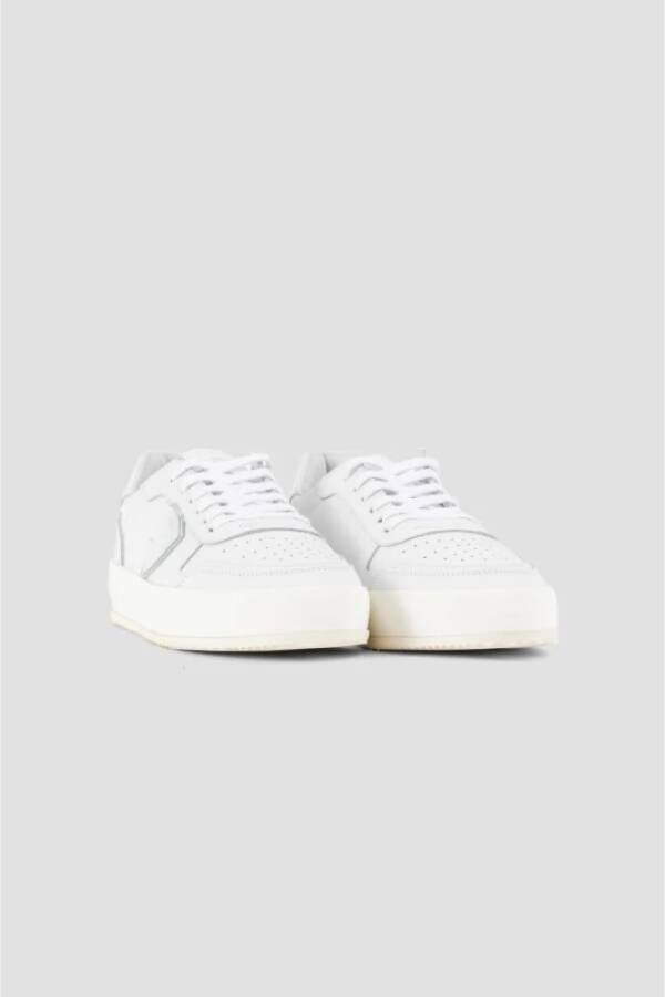 Philippe Model Nice LOW Witte Leren Sneakers White Heren