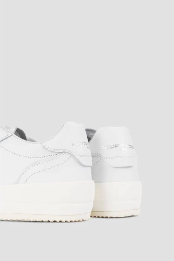 Philippe Model Nice LOW Witte Leren Sneakers White Heren