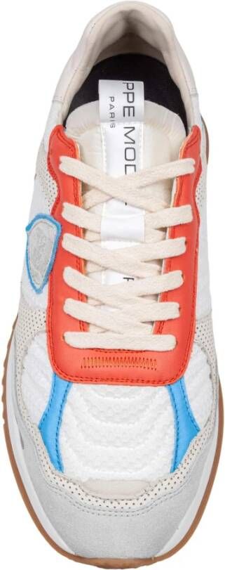 Philippe Model Olympique Leren Sneakers Wit Grijs Oranje Multicolor Heren
