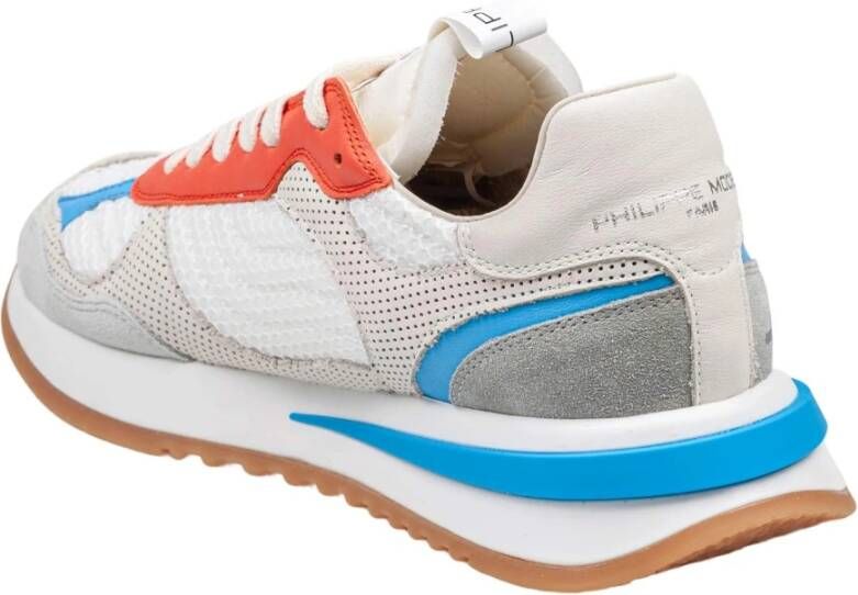 Philippe Model Olympique Leren Sneakers Wit Grijs Oranje Multicolor Heren