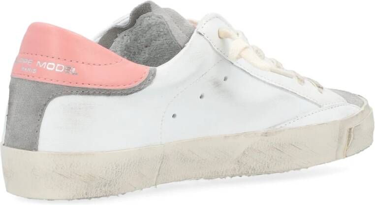 Philippe Model Paris X Leren Sneaker in Wit en Roze Wit Dames