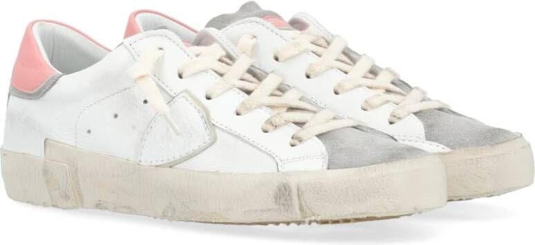 Philippe Model Paris X Leren Sneaker in Wit en Roze Wit Dames