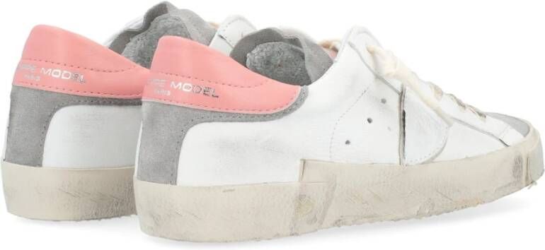 Philippe Model Paris X Leren Sneaker in Wit en Roze Wit Dames