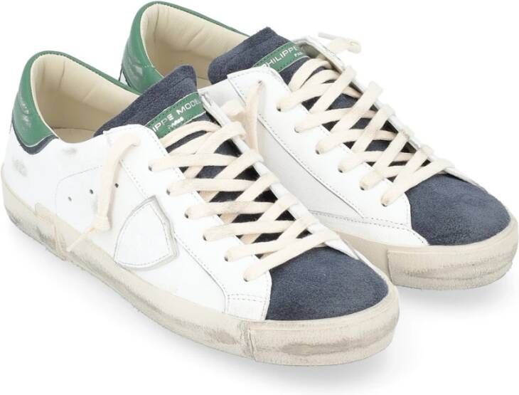 Philippe Model Paris X Sneaker in wit groen en blauw leer White Heren
