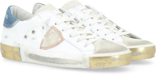 Philippe Model Paris X Wit Leren Sneaker met Denim Details Multicolor Dames