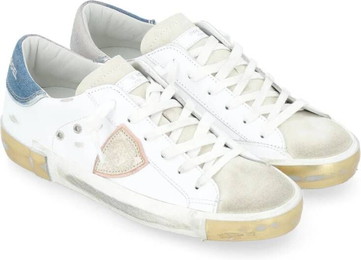 Philippe Model Paris X Wit Leren Sneaker met Denim Details Multicolor Dames