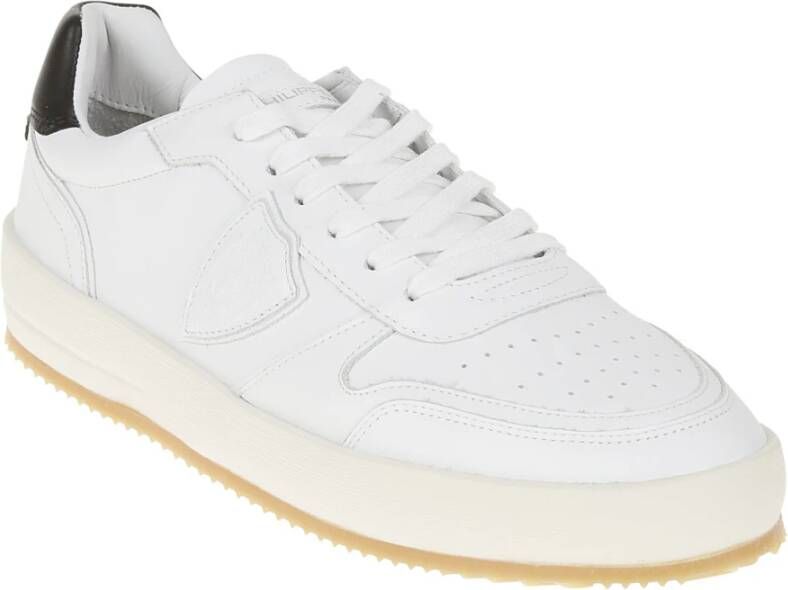 Philippe Model Platte schoenen van wit en zwart leer White Heren