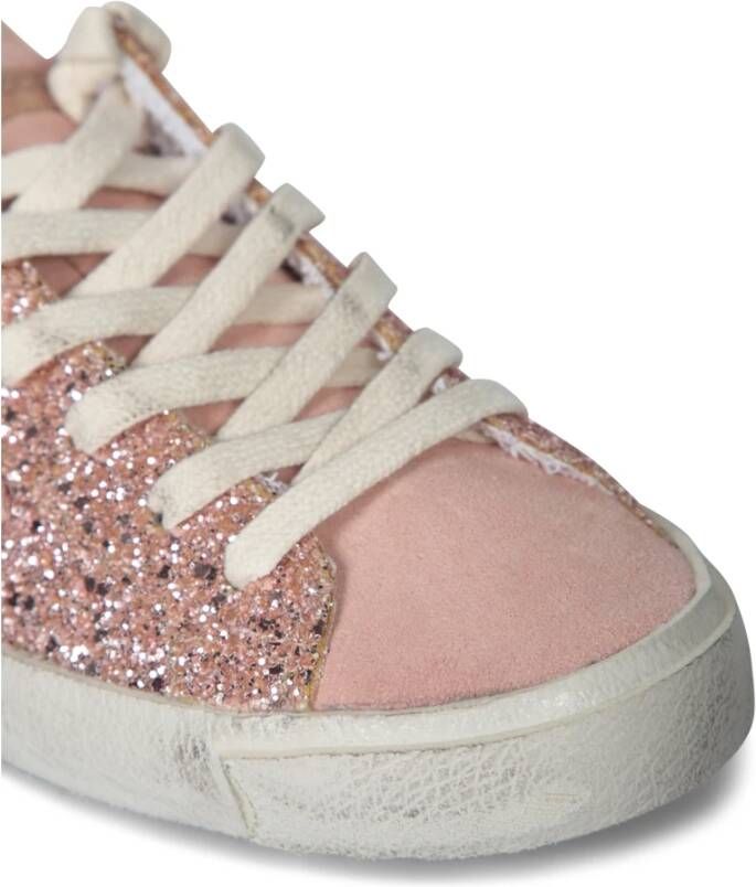 Philippe Model Roze Glitter Sneakers voor Vrouwen