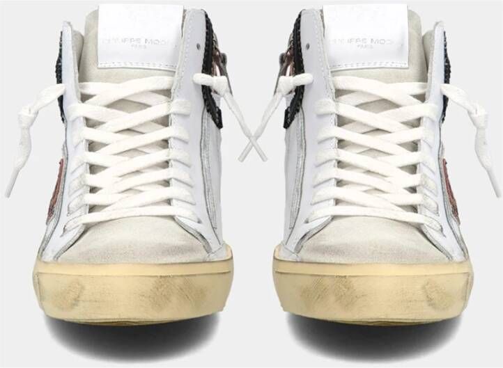 Philippe Model Ambachtelijke Leren High-Top Sneaker Wit Dames