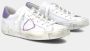 Philippe Model Glitterleren Sneakers met Voor- en Zijlogo White Dames - Thumbnail 3