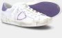 Philippe Model Glitterleren Sneakers met Voor- en Zijlogo White Dames - Thumbnail 7