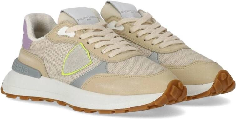 Philippe Model Antibes Low Beige Sneaker Dames Mesh en Leren Sneakers Beige Dames