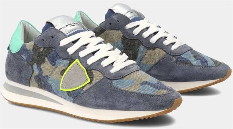 Philippe Model Camouflage Neon Sneakers Blauw Dames