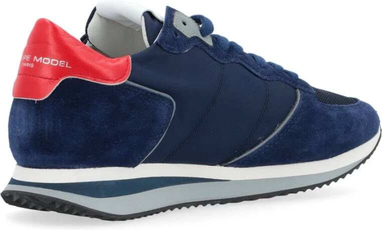 Philippe Model Tropez X Blauw en Rood Sneakers Blauw Heren