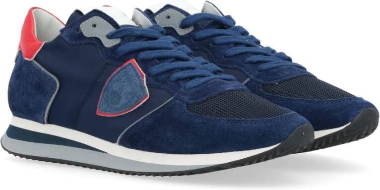 Philippe Model Tropez X Blauw en Rood Sneakers Blauw Heren