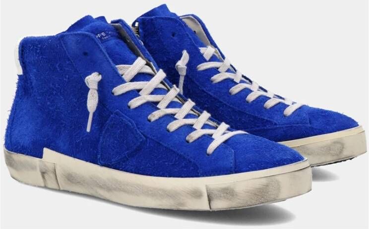 Philippe Model Hoge Heren Sneakers Parijs Blauw Klein Detail Blauw Heren