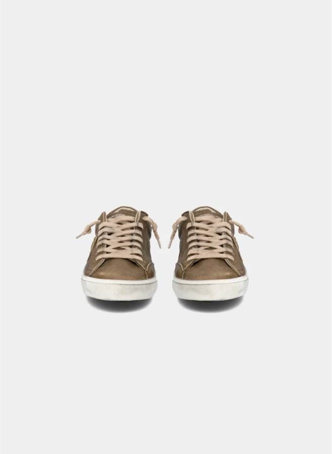 Philippe Model Vintage legergroene leren sneakers Bruin Heren