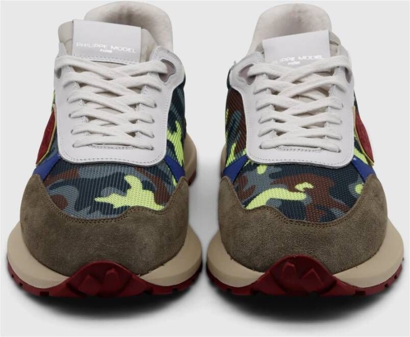 Philippe Model Camouflage Lage Heren Sneaker met Kleurrijk Design Bruin Heren