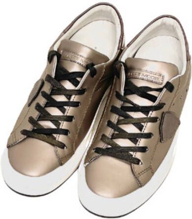 Philippe Model Metallic Bronzen Leren Lage Sneakers Bruin Heren