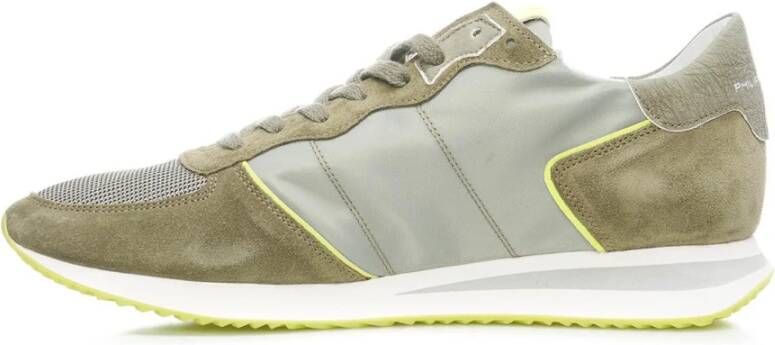 Philippe Model Groene Noos Sneakers met Contrasterend Hiel Detail Groen Heren