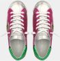 Philippe Model Metallic Leren Sneakers met Gebruikt Effect Zool Roze Dames - Thumbnail 7