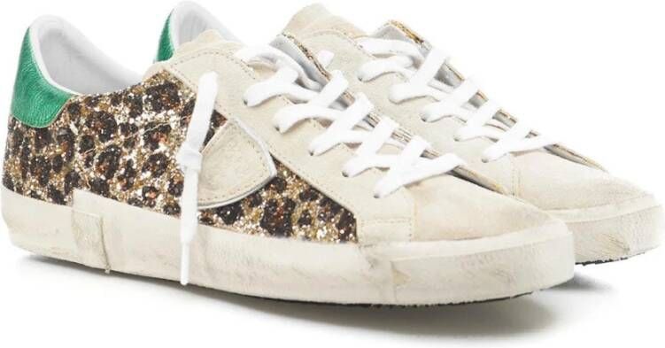 Philippe Model Gouden Glitter Sneakers voor Dames Meerkleurig Dames