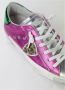 Philippe Model Metallic Leren Sneakers met Gebruikt Effect Zool Roze Dames - Thumbnail 9
