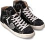 Philippe Model Zwarte Hoge Sneakers Leer Suède Glitter Black Dames - Thumbnail 3