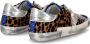 Philippe Model Glitter Lage Sneakers met Zilver Leer en Luipaardprint Blauw Dames - Thumbnail 4