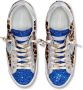 Philippe Model Glitter Lage Sneakers met Zilver Leer en Luipaardprint Blauw Dames - Thumbnail 5
