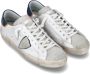 Philippe Model Blauwe Leren Sneakers met Logo Patch White Heren - Thumbnail 12