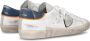 Philippe Model Blauwe Leren Sneakers met Logo Patch White Heren - Thumbnail 13