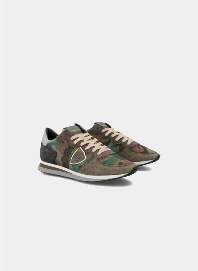 Philippe Model Militaire Camo Suède Hardloopschoenen Groen Heren