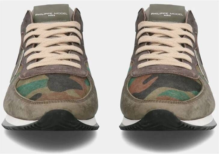 Philippe Model Militaire Camo Suède Hardloopschoenen Groen Heren