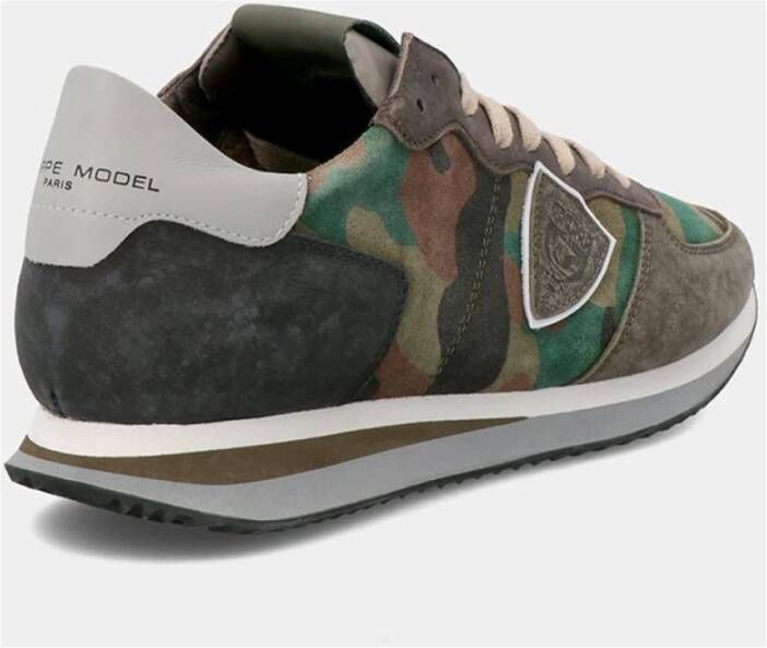 Philippe Model Militaire Camo Suède Hardloopschoenen Groen Heren