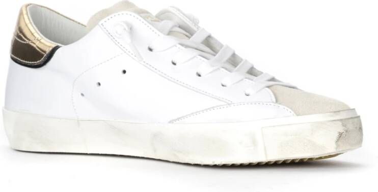Philippe Model Paris X Witleren Sneaker met Gouden Spoiler Wit Dames