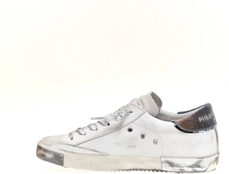 Philippe Model Witte Leren Paris Fluweel Inzet Wit Dames