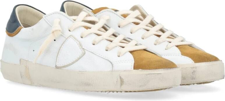 Philippe Model Paris X Witte Sneakers met Mosterd Details Wit Heren