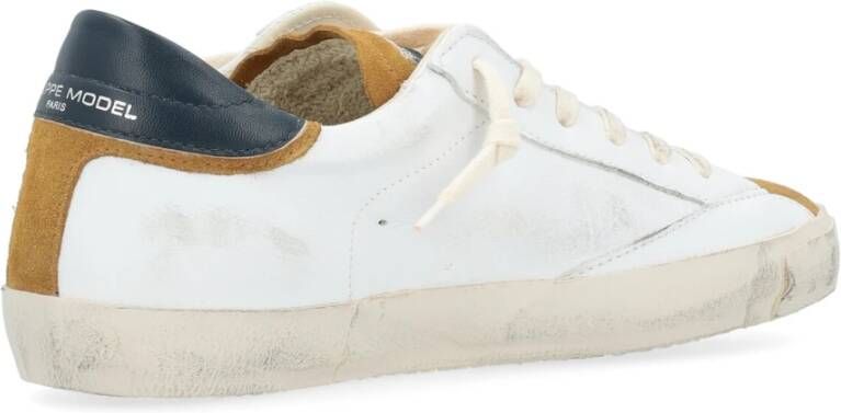 Philippe Model Paris X Witte Sneakers met Mosterd Details Wit Heren