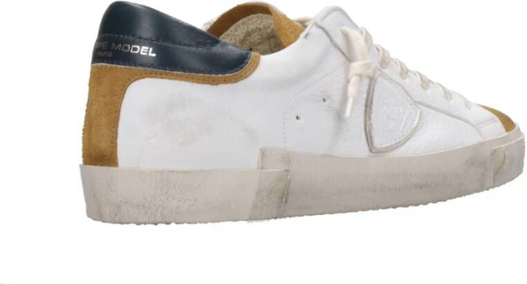 Philippe Model Witte en Mosterd Prsx Sneakers Wit Heren
