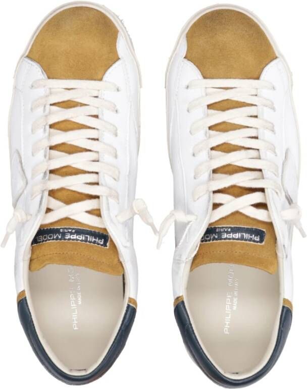 Philippe Model Witte en Mosterd Prsx Sneakers Wit Heren