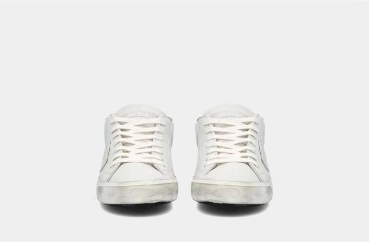 Philippe Model Vintage Witte Leren Sneakers Wit Heren
