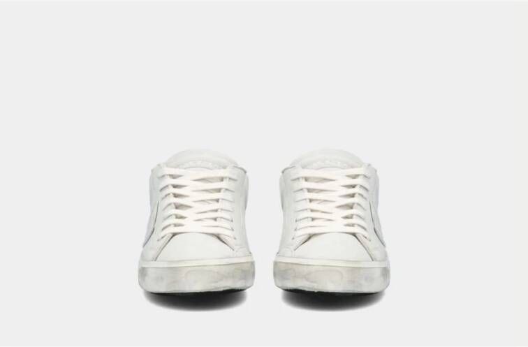 Philippe Model Vintage Witte Leren Sneakers Wit Heren