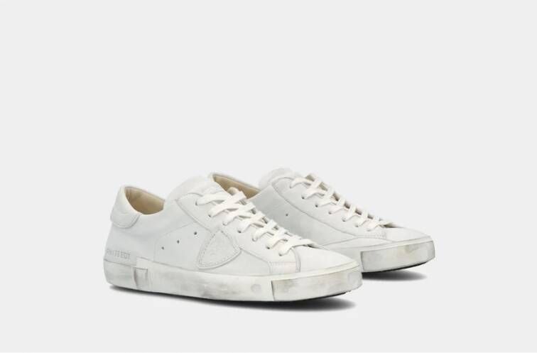 Philippe Model Vintage Witte Leren Sneakers Wit Heren