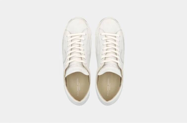 Philippe Model Vintage Witte Leren Sneakers Wit Heren